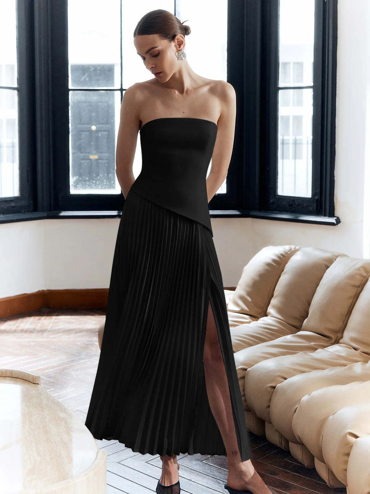 Damen Elegantes Trägerloses Abend Maxikleid – Modernes Design für festliche Anlässe und Galas - Image 14