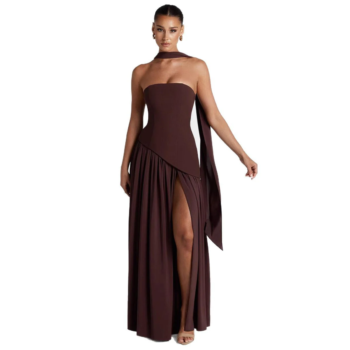 Damen Elegantes Trägerloses Abend Maxikleid – Modernes Design für festliche Anlässe und Galas - Image 3