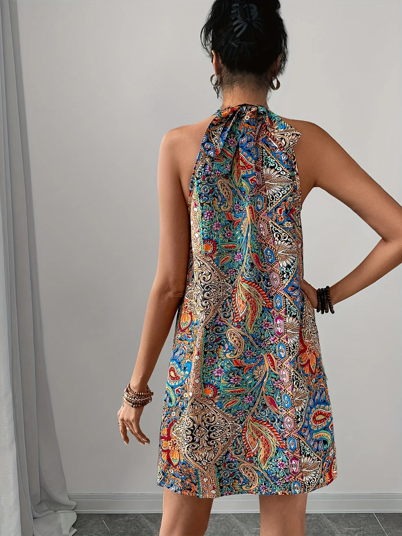Damen Elegantes Trapezkleid mit Geometrischem Muster – Sommer Freizeit & Urlaub - Image 6