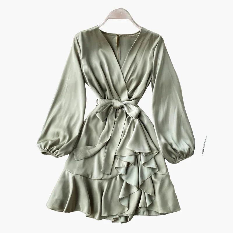 Damen Elegantes Wickelkleid mit Volants und Gürtel – Perfekt für besondere Anlässe - Image 2