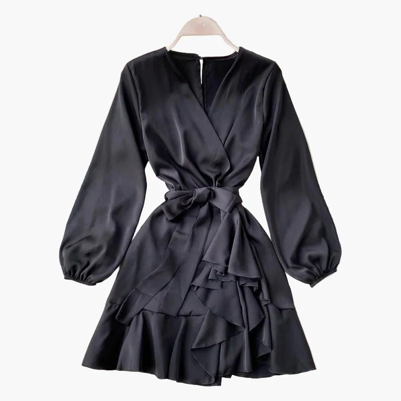 Damen Elegantes Wickelkleid mit Volants und Gürtel – Perfekt für besondere Anlässe - Image 3