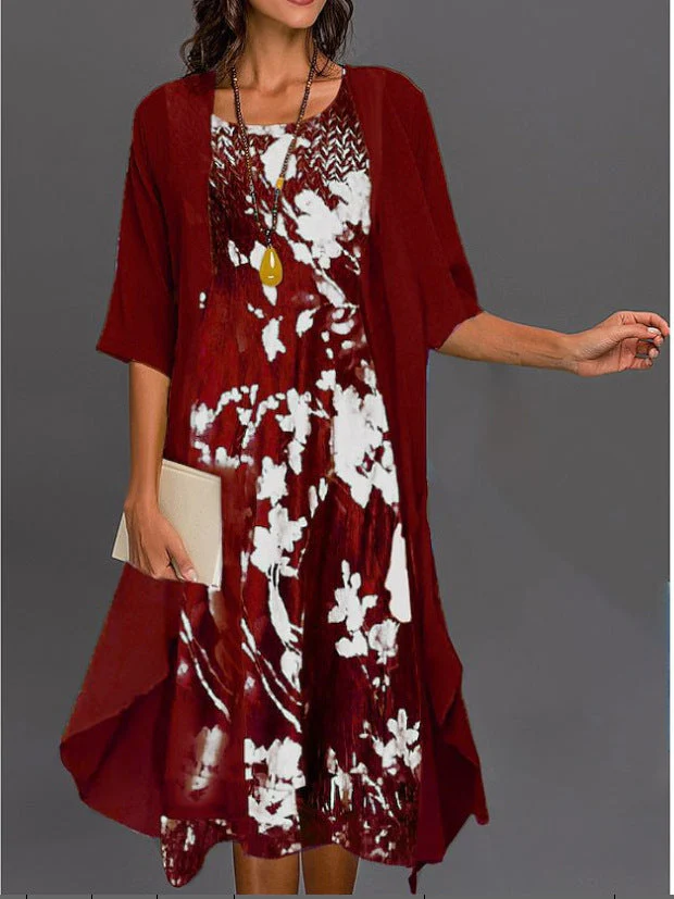 Damen Elegantes Zweiteiliges Chiffon A-Linien Midikleid Set Festlich & Alltag - Image 11