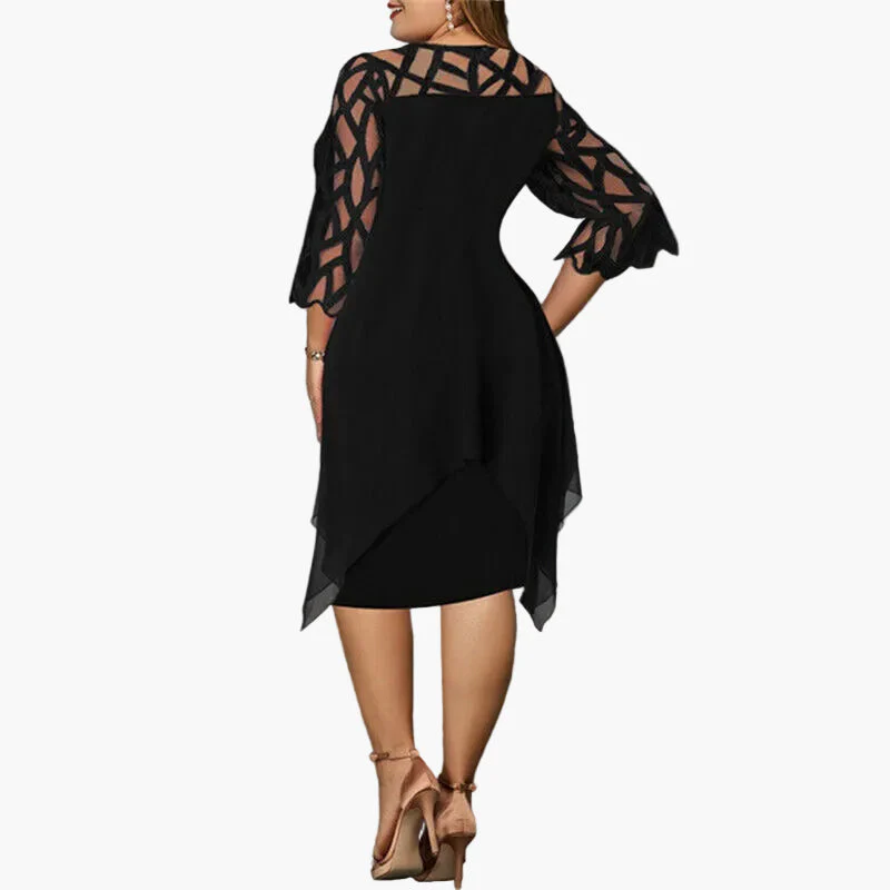 Damen Festliches Midikleid mit Spitzeneinsatz und asymmetrischem Saum – Elegantes Abendkleid in Übergrößen - Image 10