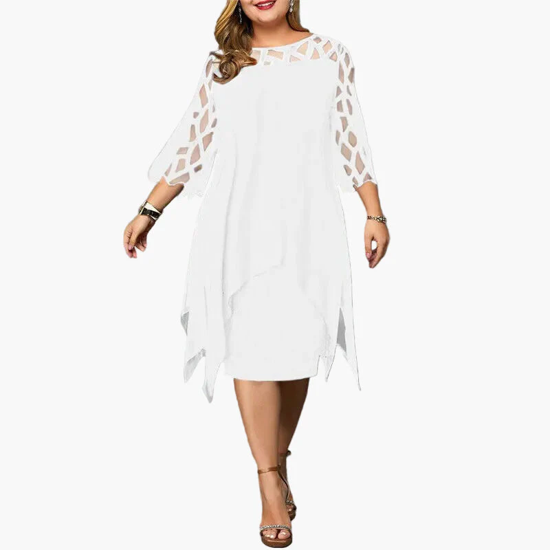Damen Festliches Midikleid mit Spitzeneinsatz und asymmetrischem Saum – Elegantes Abendkleid in Übergrößen - Image 7