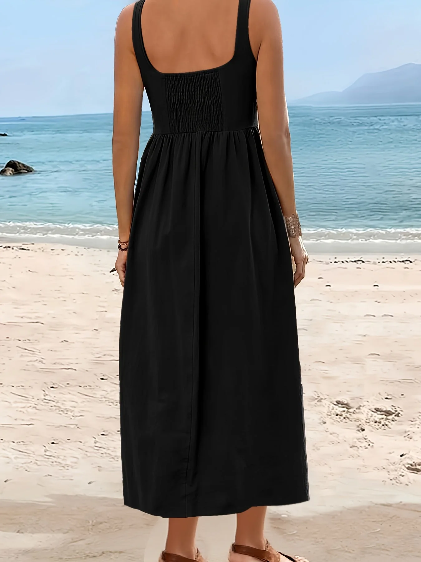 Damen Fit & Flare Midikleid mit weitem Rock und Square Neck – Perfekt für Urlaub und Alltag - Image 6