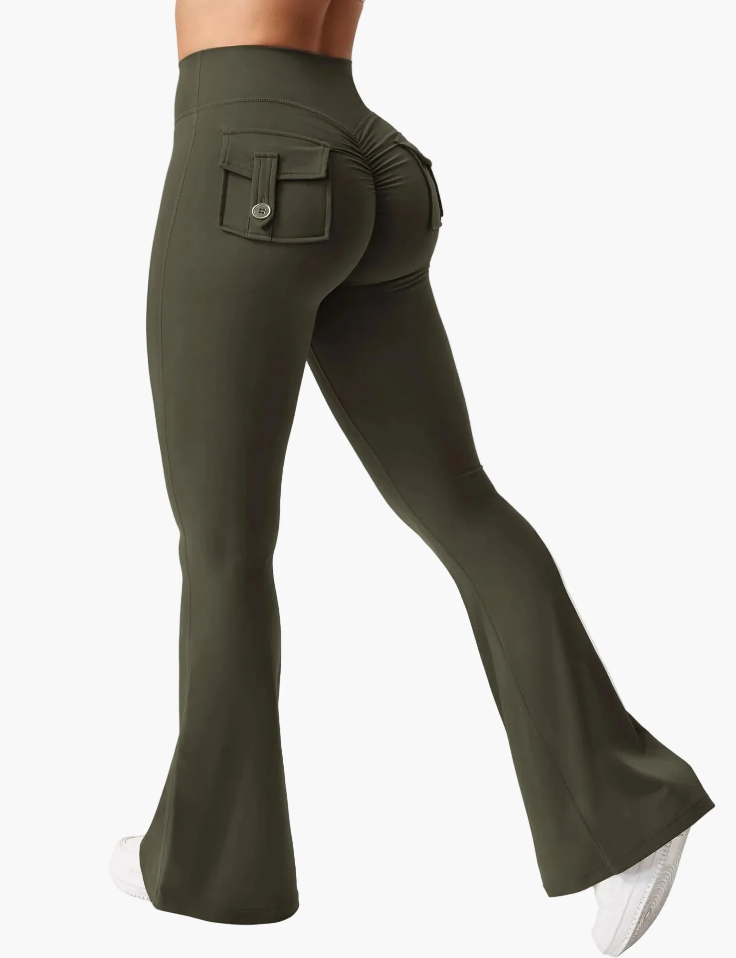 Damen Fitness Cargo Bootcut Leggings mit Taschen und Po-Lift – Figurformende Sporthose für Training & Alltag - Image 10