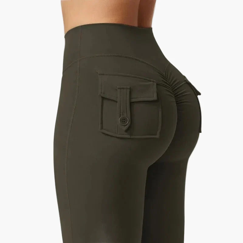 Damen Fitness Cargo Bootcut Leggings mit Taschen und Po-Lift – Figurformende Sporthose für Training & Alltag - Image 11