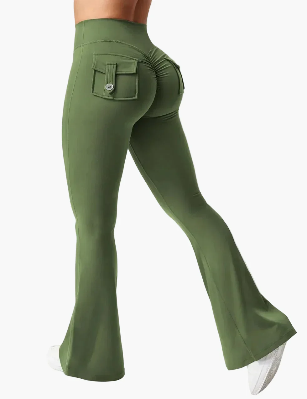Damen Fitness Cargo Bootcut Leggings mit Taschen und Po-Lift – Figurformende Sporthose für Training & Alltag - Image 12