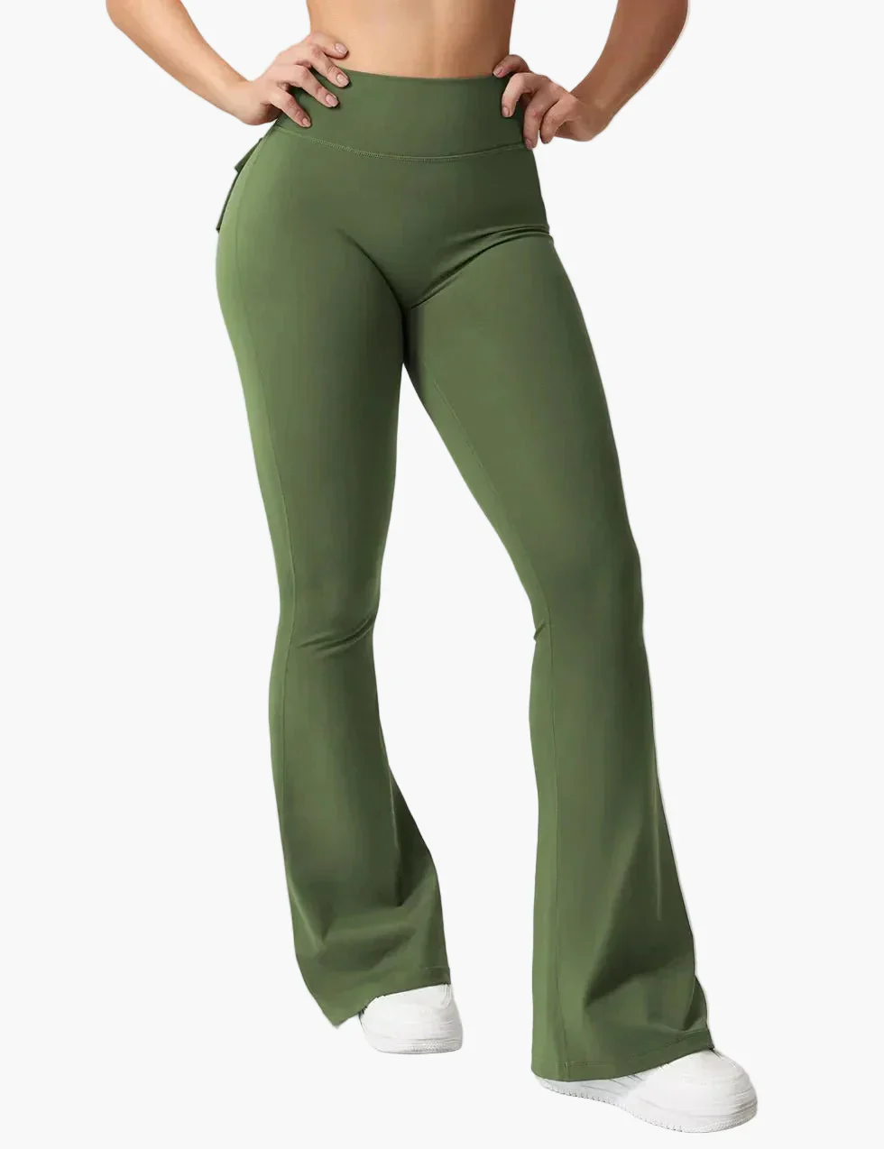 Damen Fitness Cargo Bootcut Leggings mit Taschen und Po-Lift – Figurformende Sporthose für Training & Alltag - Image 14