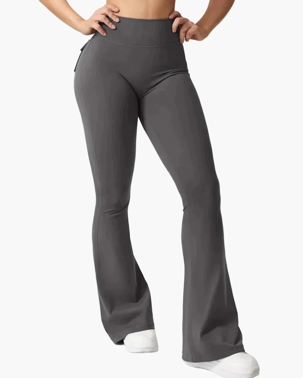 Damen Fitness Cargo Bootcut Leggings mit Taschen und Po-Lift – Figurformende Sporthose für Training & Alltag - Image 2
