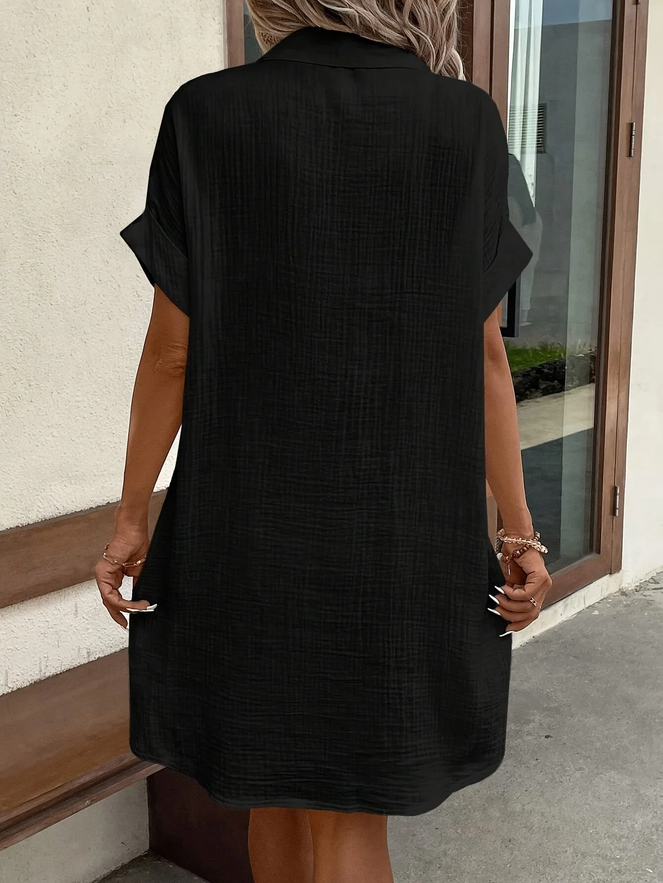 Damen Freizeit Hemdblusenkleid mit Knopfleiste und Taschen – Lässiger Sommerstil - Image 2