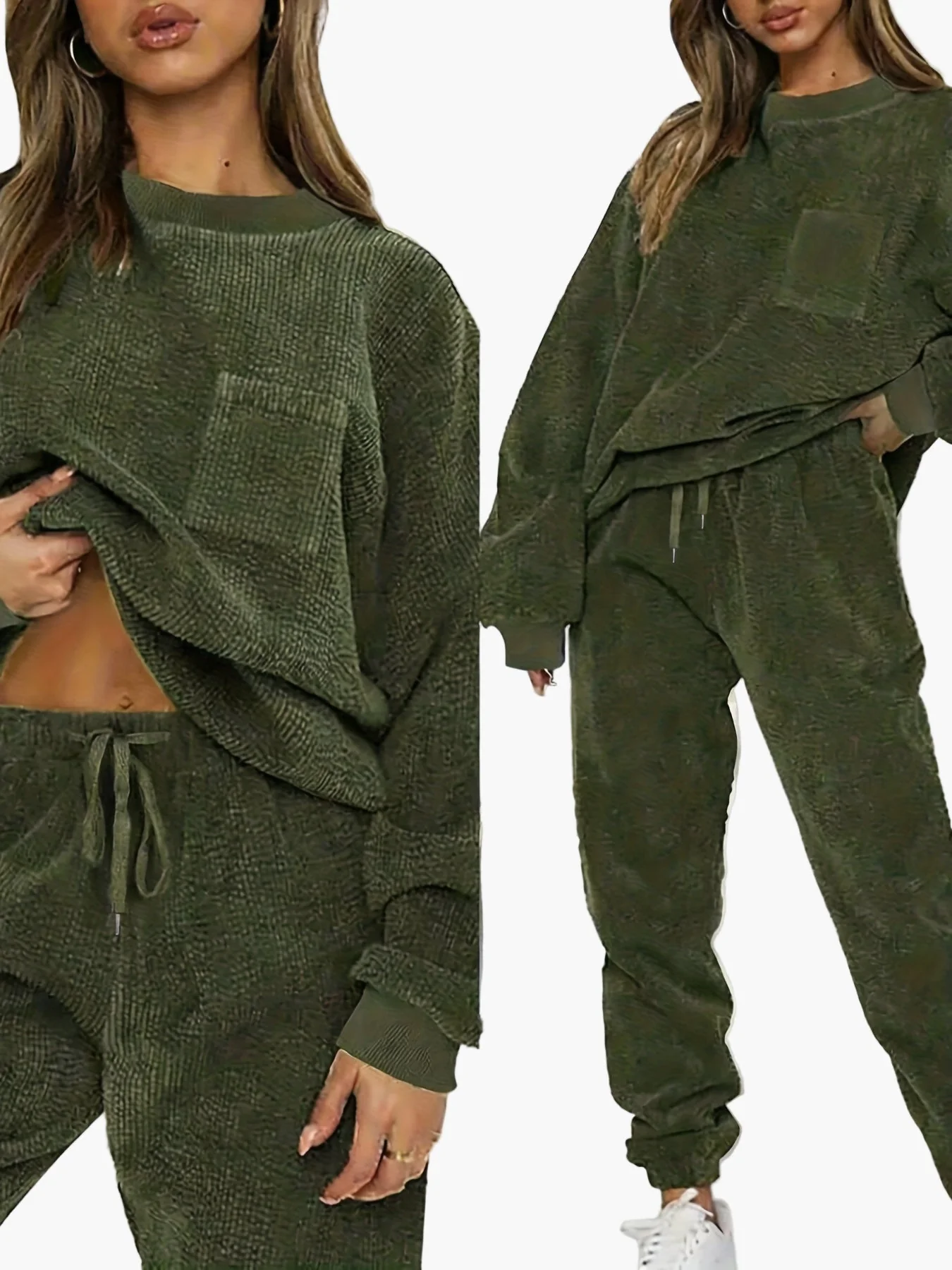 Damen Freizeit-Loungewear Set mit lockerer Passform – Pullover & Jogginghose für Herbst und Winter - Image 5