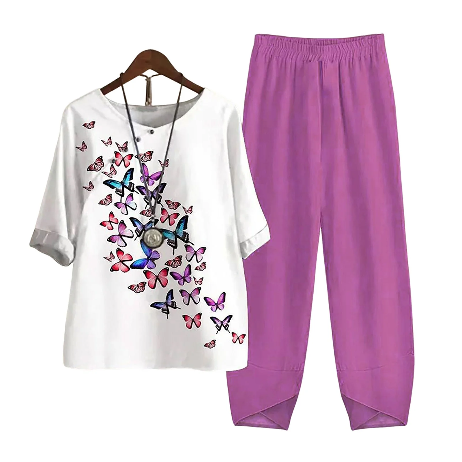Damen Freizeit Set im Japanischen Stil mit Libellen-Print – Zweiteiler, Bequem für Alltag & Reisen - Image 15