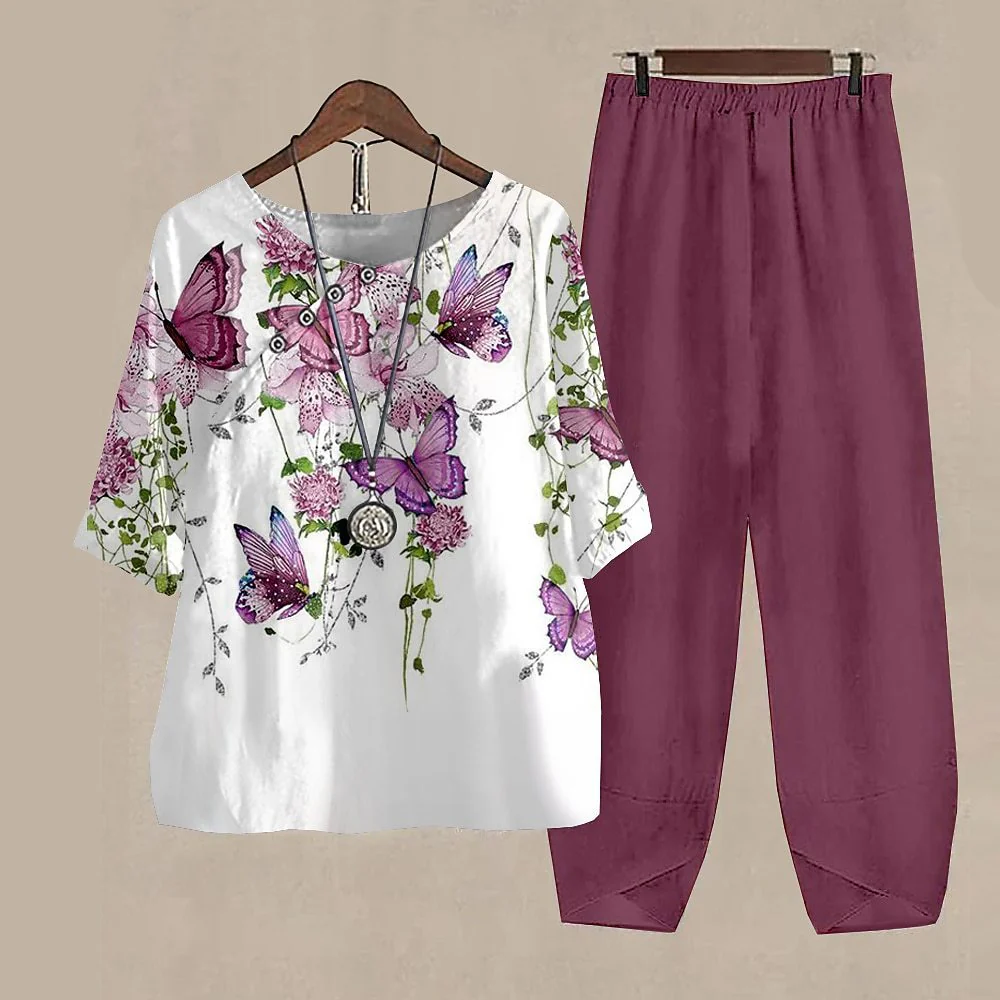 Damen Freizeit Set im Japanischen Stil mit Libellen-Print – Zweiteiler, Bequem für Alltag & Reisen - Image 6