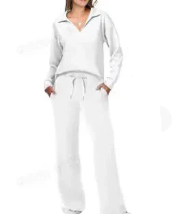 Damen Freizeit-Set mit weitem Bein und V-Ausschnitt – Bequemes Loungewear-Outfit für Alltag & Reisen - Image 10