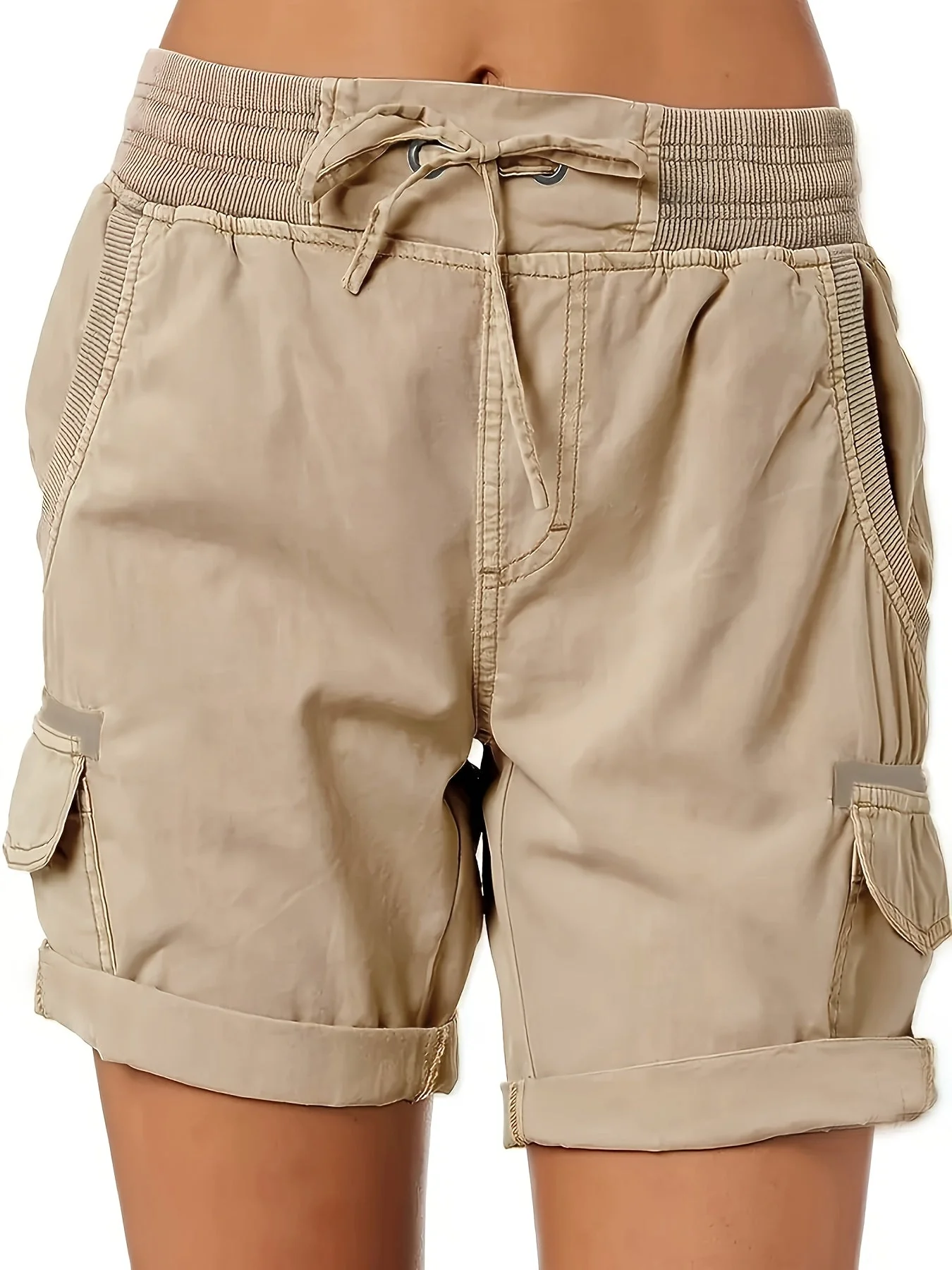 Damen Freizeit-Shorts mit Kordelzug und Cargotaschen – Bequeme Sommer Bermudashorts