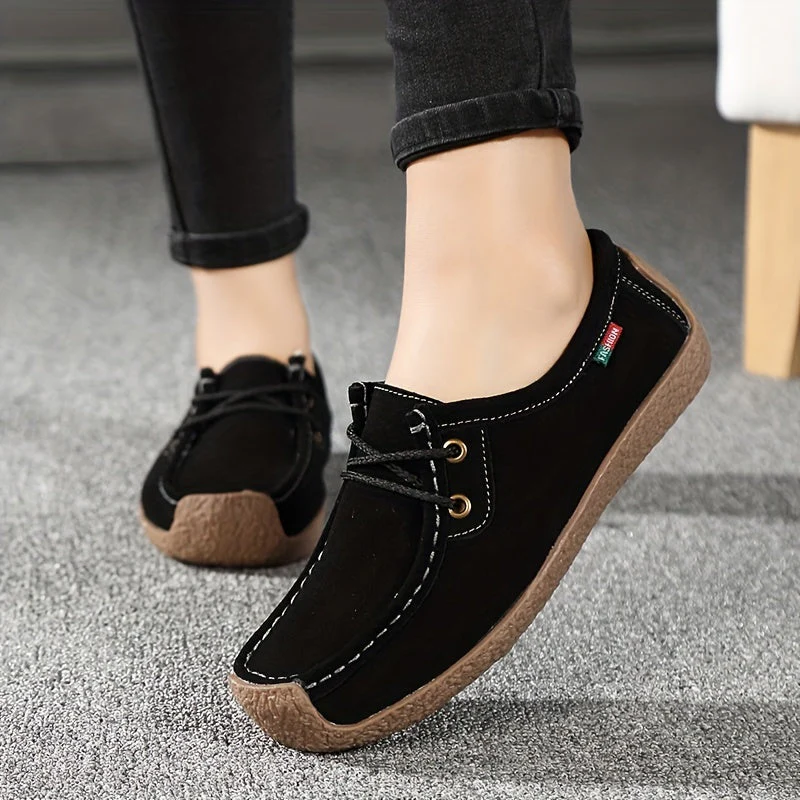 Damen Freizeit-Slipper im Mokassin-Stil – Bequeme Alltags-Schnürschuhe