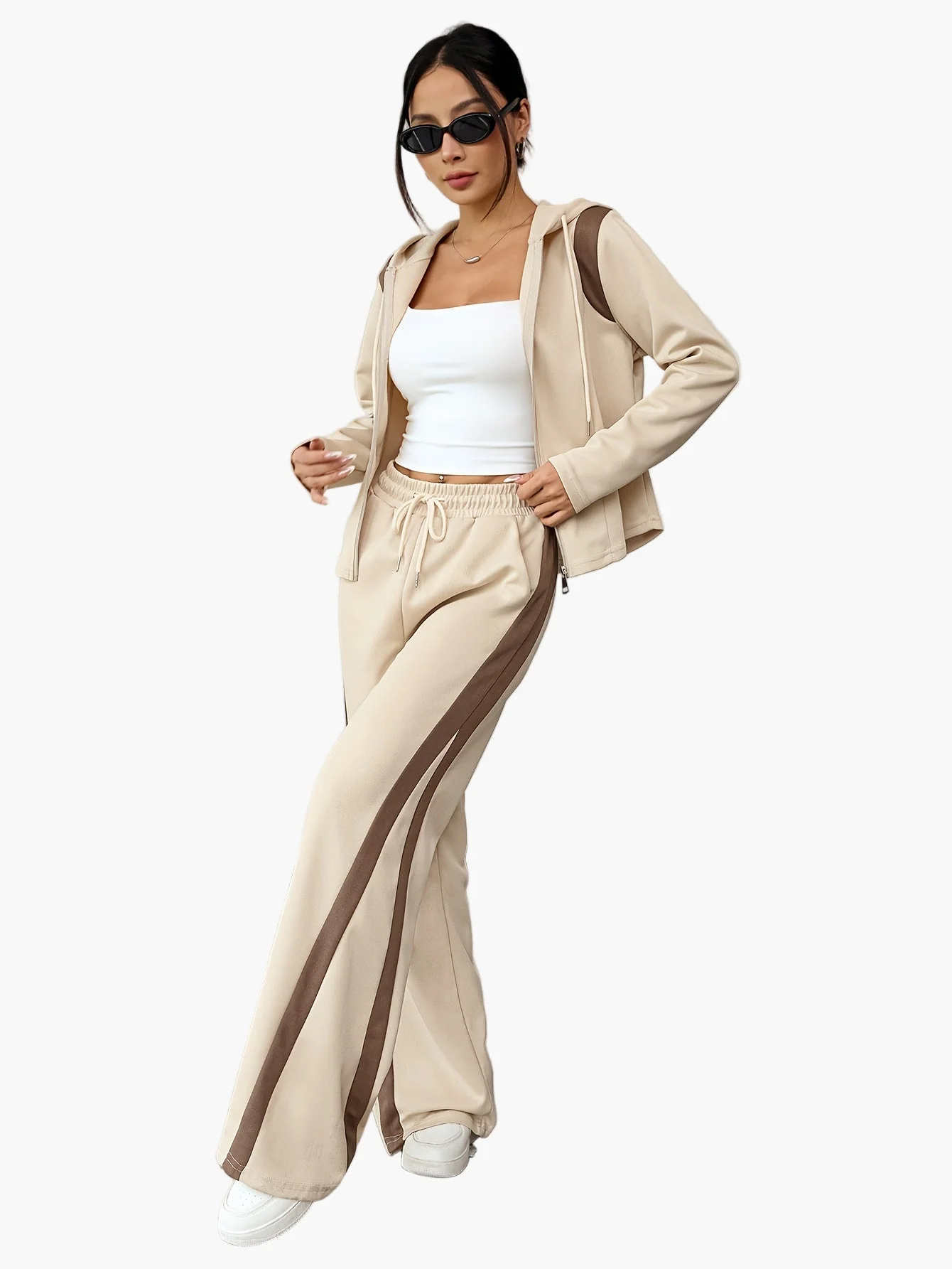 Damen Freizeit Trainingsanzug Set mit Kapuze – Zweiteilig, Lässig, Ideal für Alltag und Sport - Image 8