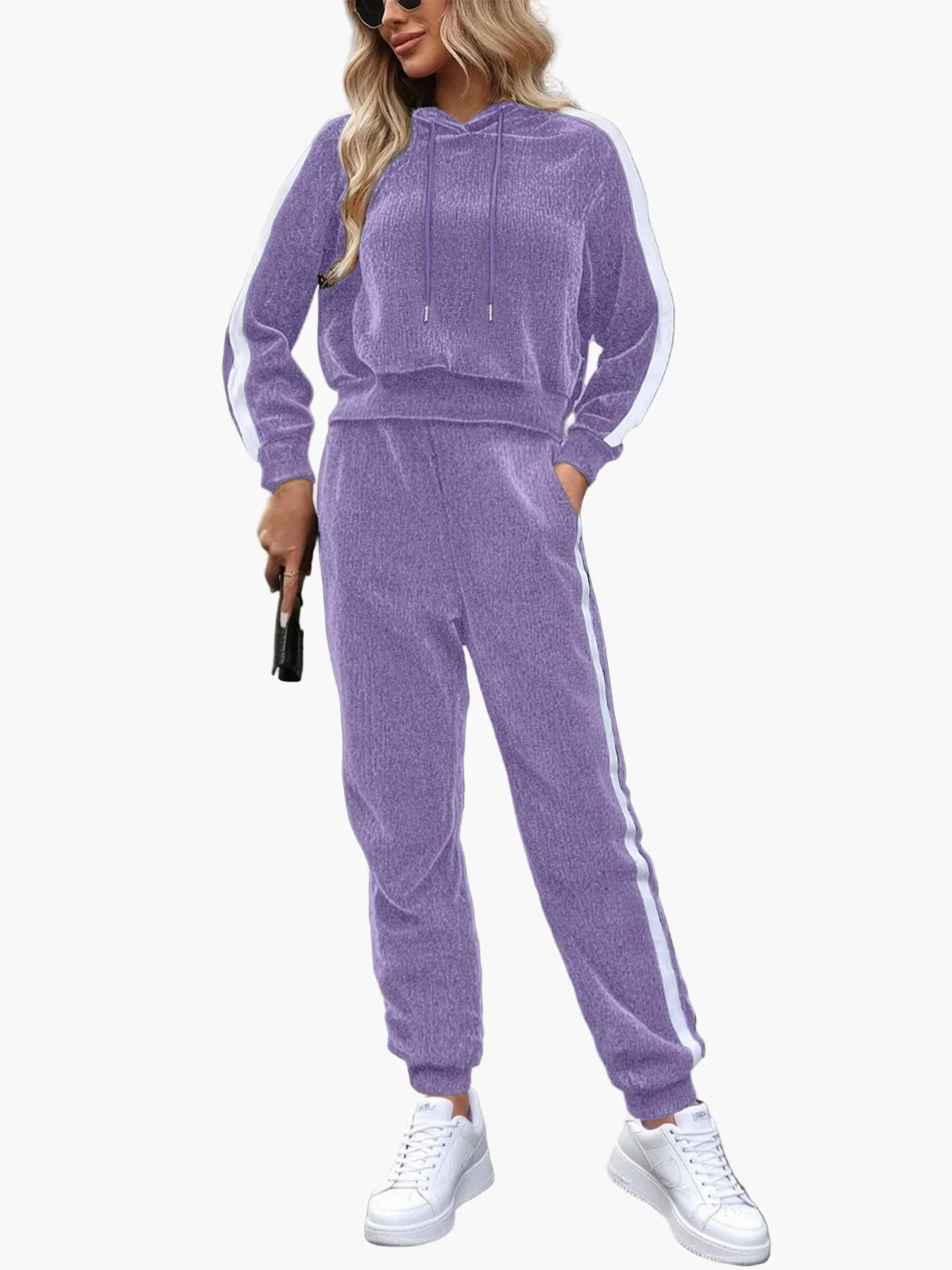 Damen Freizeit Trainingsanzug Zweiteiler mit Kapuzenpullover und Jogginghose – Sportlich & Bequem für Alltag und Fitness - Image 2