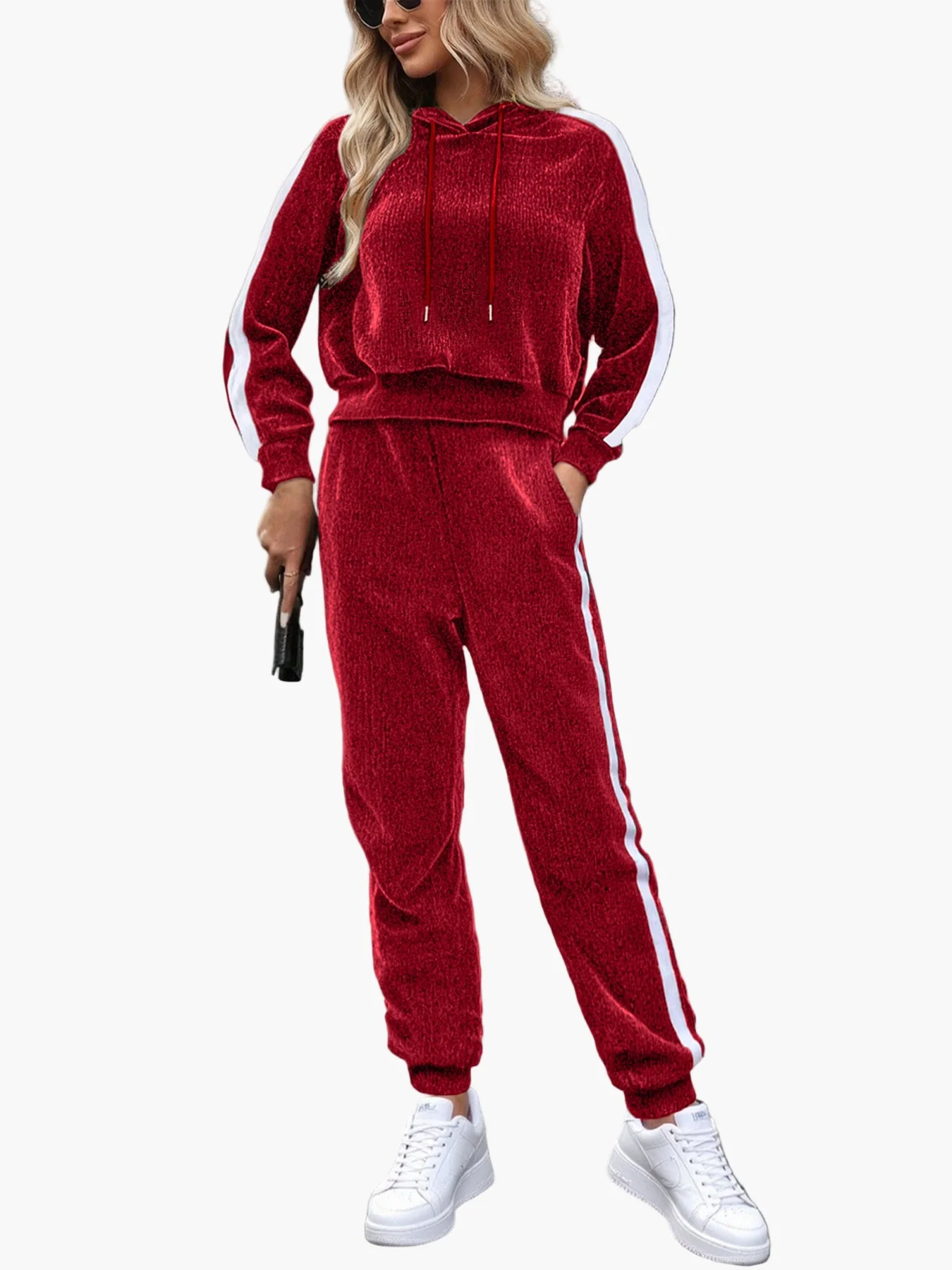 Damen Freizeit Trainingsanzug Zweiteiler mit Kapuzenpullover und Jogginghose – Sportlich & Bequem für Alltag und Fitness - Image 4
