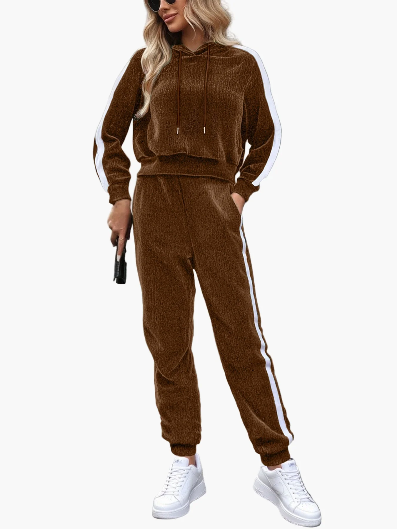 Damen Freizeit Trainingsanzug Zweiteiler mit Kapuzenpullover und Jogginghose – Sportlich & Bequem für Alltag und Fitness - Image 5