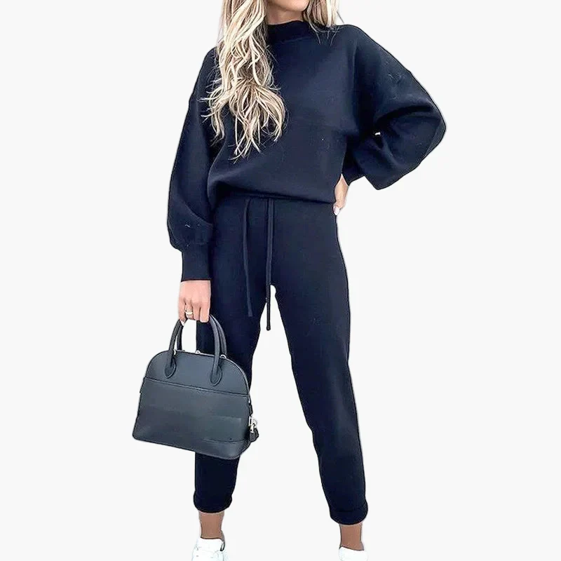 Damen Freizeit Zweiteiler Set – Modisches Lounge Outfit mit Weitbein-Hose und Langarmshirt, Perfekt für Alltag & Streetwear - Image 4