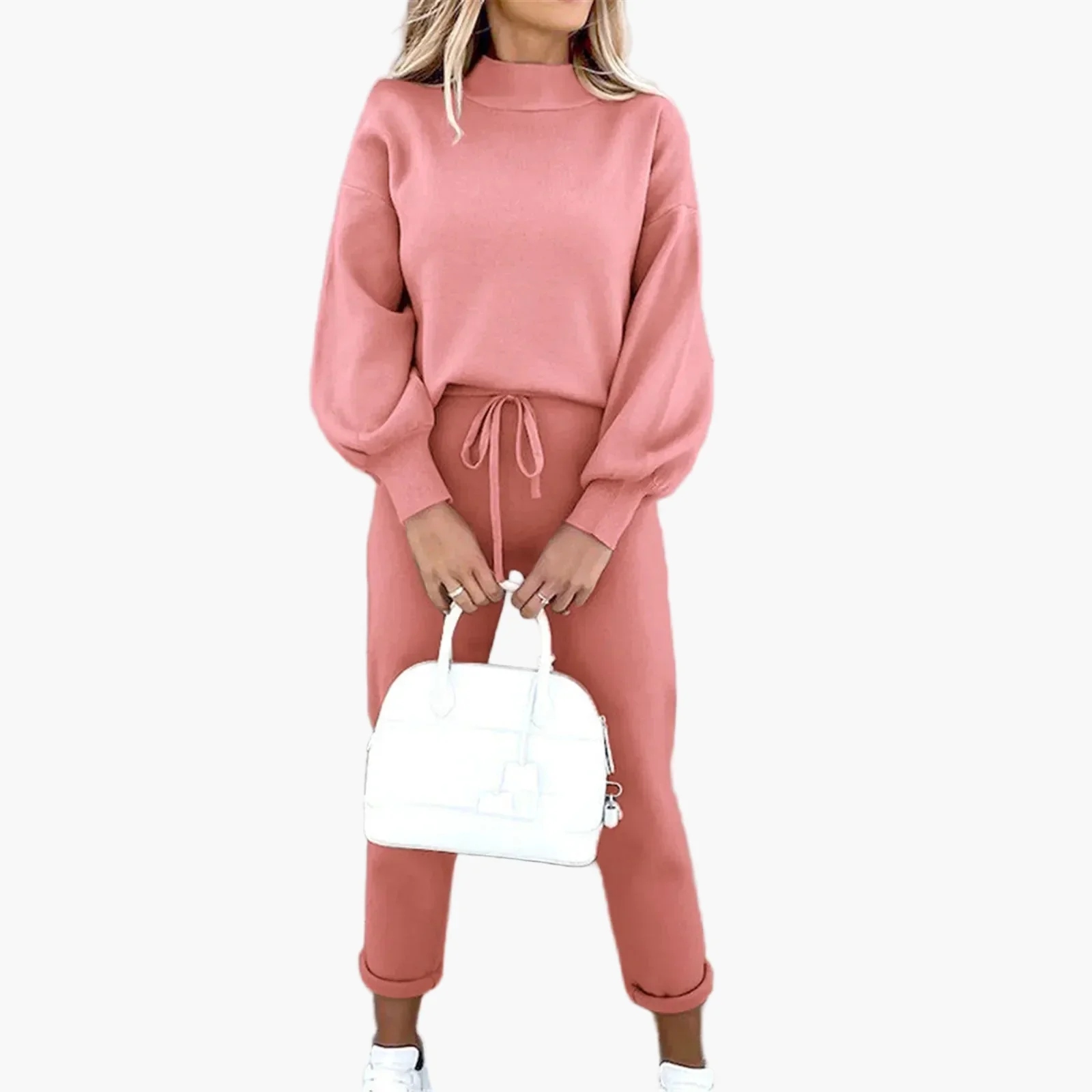 Damen Freizeit Zweiteiler Set – Modisches Lounge Outfit mit Weitbein-Hose und Langarmshirt, Perfekt für Alltag & Streetwear - Image 7