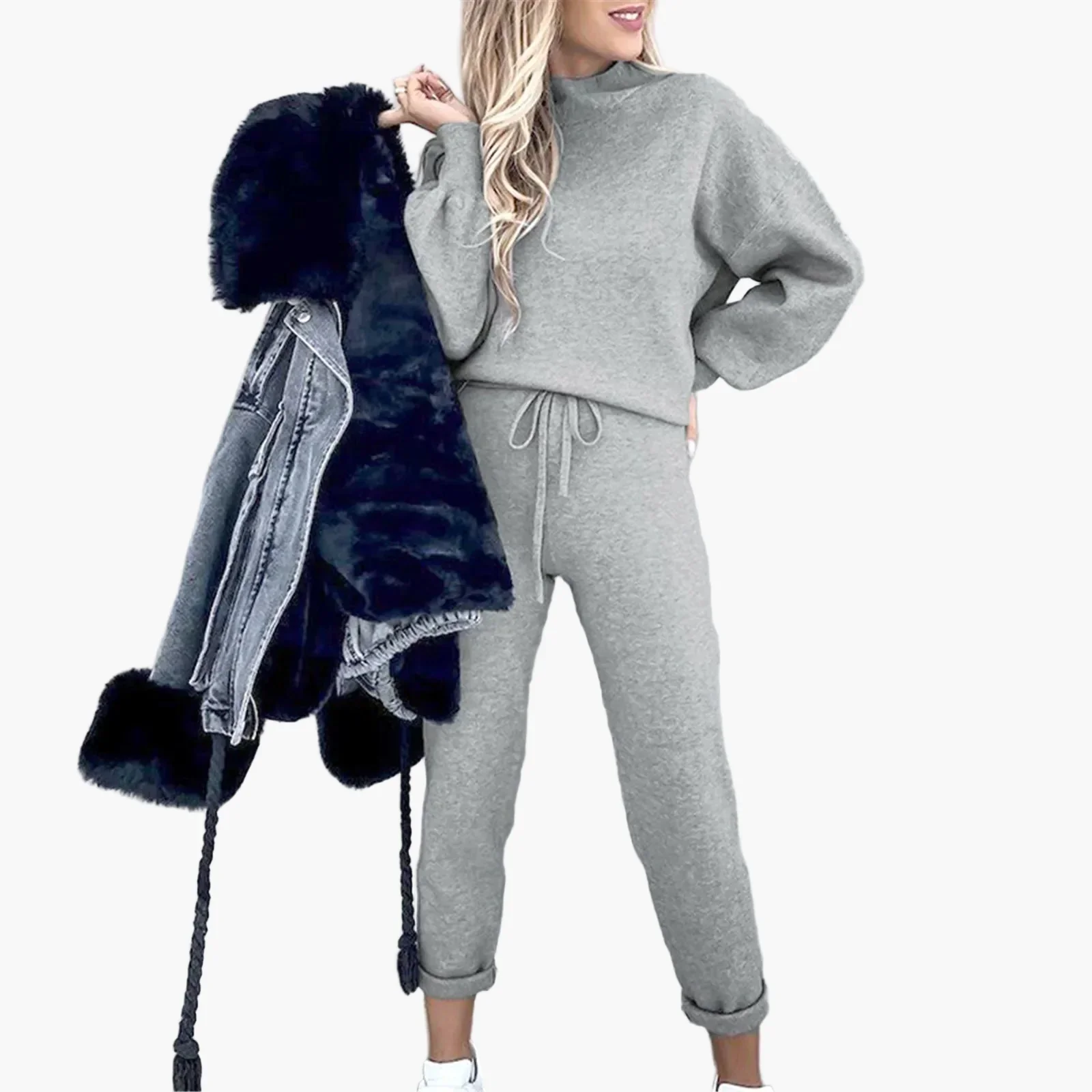 Damen Freizeit Zweiteiler Set – Modisches Lounge Outfit mit Weitbein-Hose und Langarmshirt, Perfekt für Alltag & Streetwear - Image 8