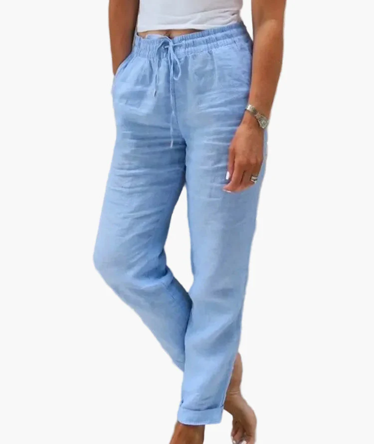 Damen Freizeithose mit elastischem Bund – Gerade Relaxhose, Alltag & Zuhause, Komfort-Look - Image 3