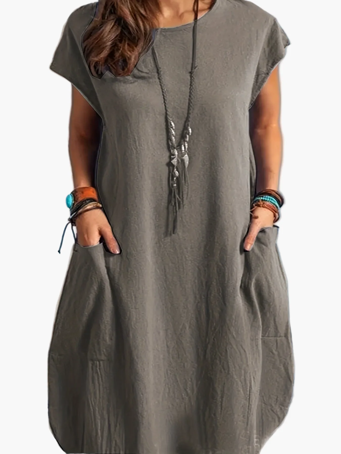 Damen Freizeitkleid Tunika mit lockerer Passform und kurzen Ärmeln – Perfekt für Frühling und Sommer - Image 10