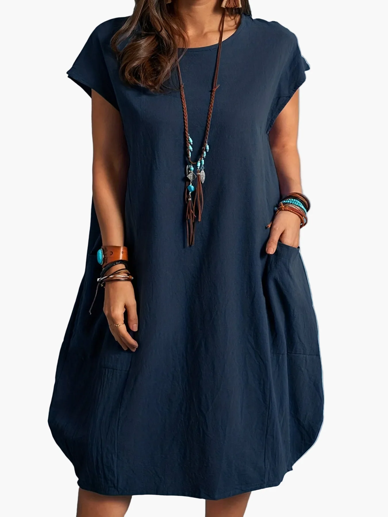 Damen Freizeitkleid Tunika mit lockerer Passform und kurzen Ärmeln – Perfekt für Frühling und Sommer - Image 9