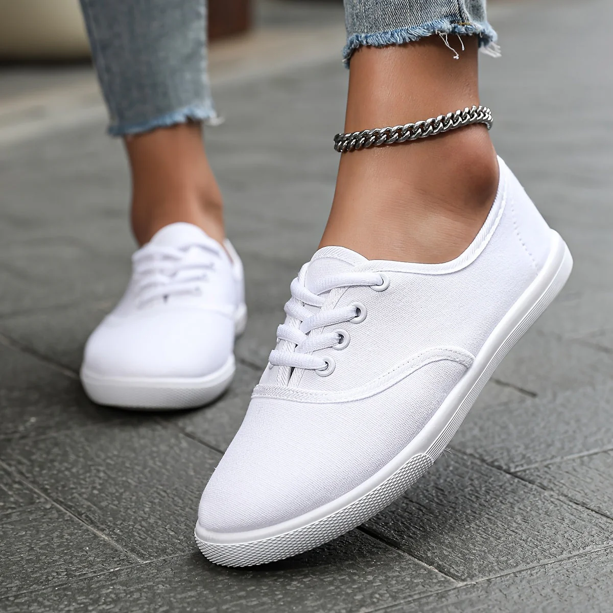 Damen Freizeitsneaker Low-Top Klassisch Schnürung Alltag - Image 2