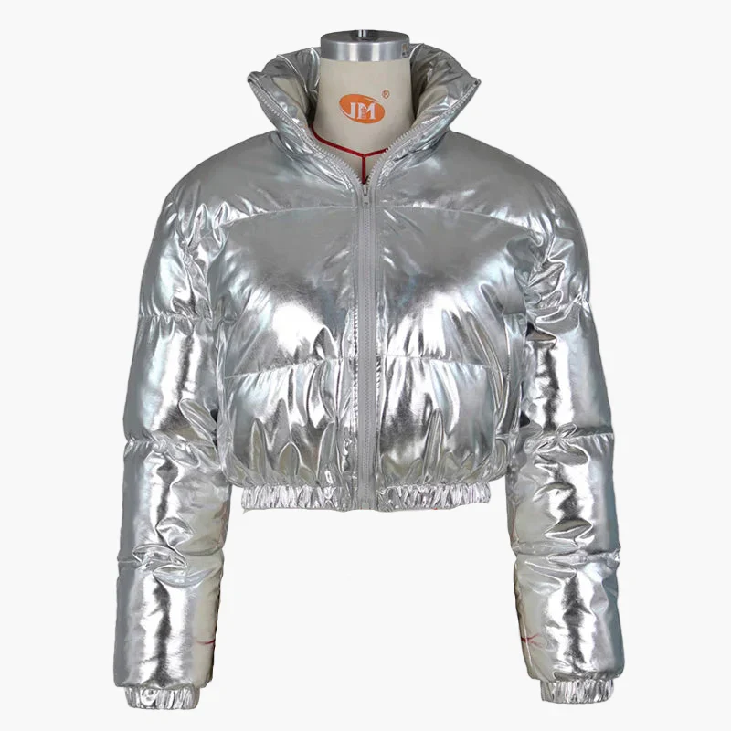 Damen Glänzende Kurze Steppjacke – Modische Trendjacke für Alltag und Ausgehen - Image 6