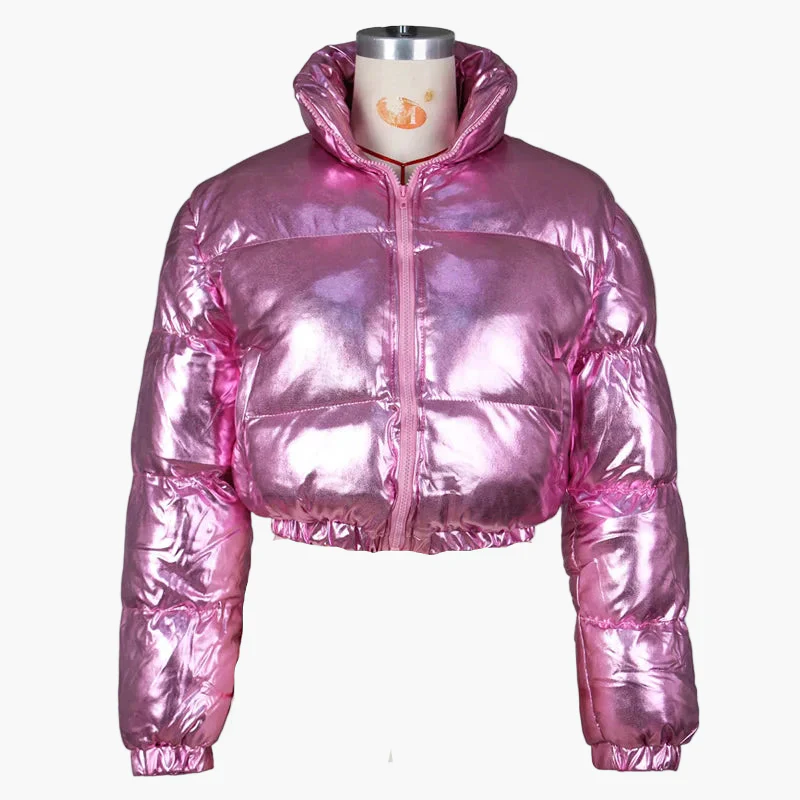 Damen Glänzende Kurze Steppjacke – Modische Trendjacke für Alltag und Ausgehen - Image 7