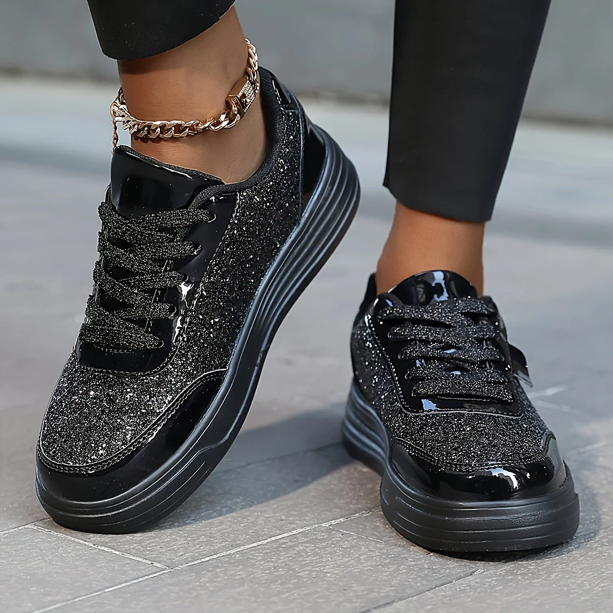 Damen Glitzer Sneaker für Alltag & Party – Modische Freizeitschuhe im trendigen Look - Image 6
