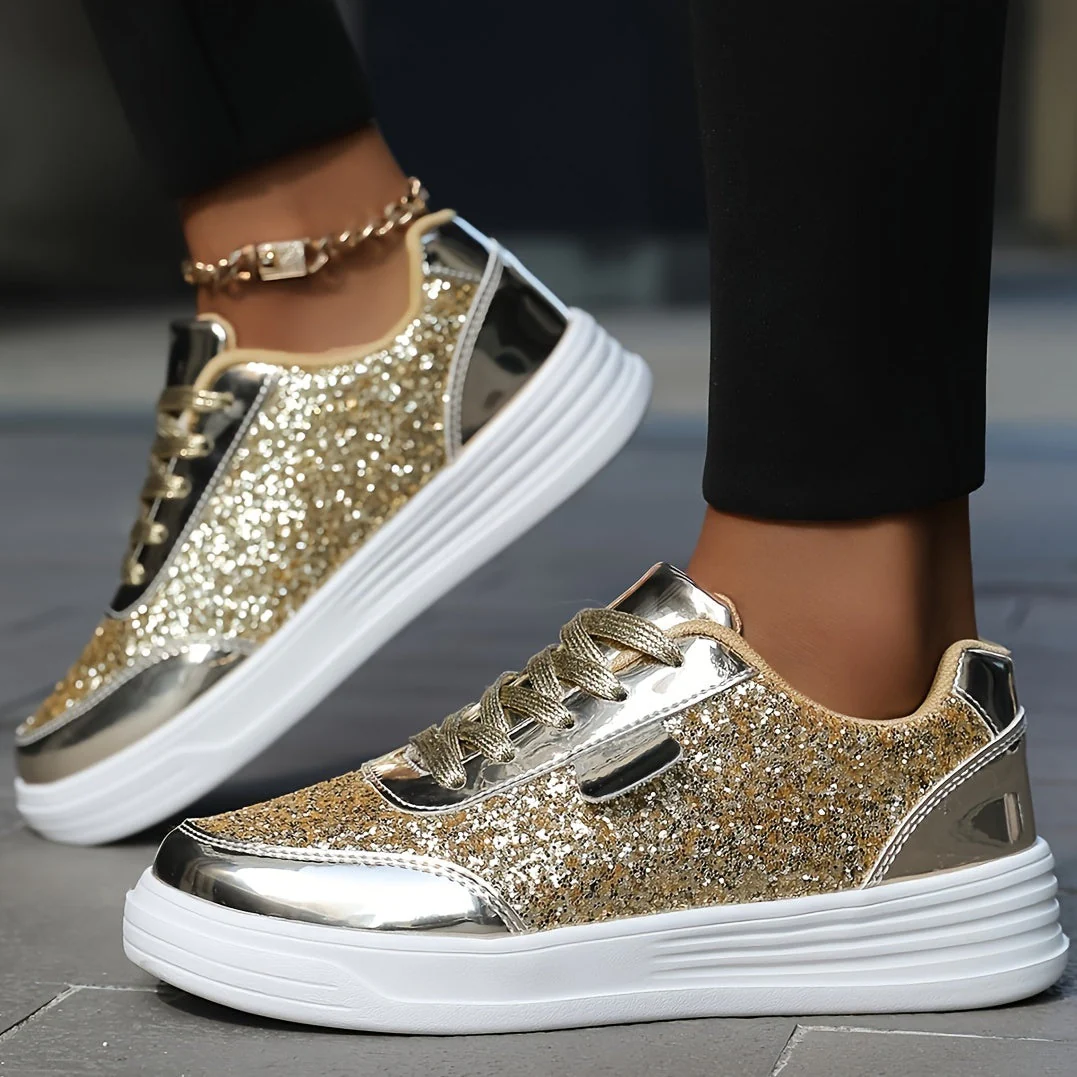 Damen Glitzer Sneaker für Alltag & Party – Modische Freizeitschuhe im trendigen Look - Image 7