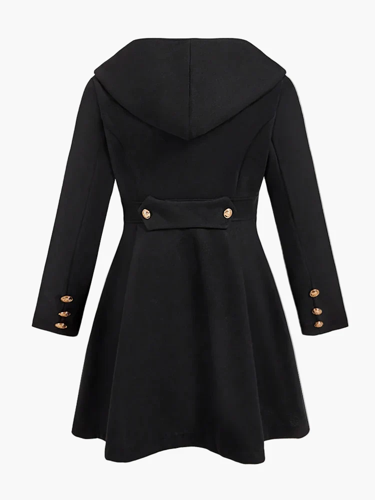 Damen Gothic Mantel mit Kapuze und Knopfdetails – Eleganter Wintermantel für Alltag und Cosplay - Image 3