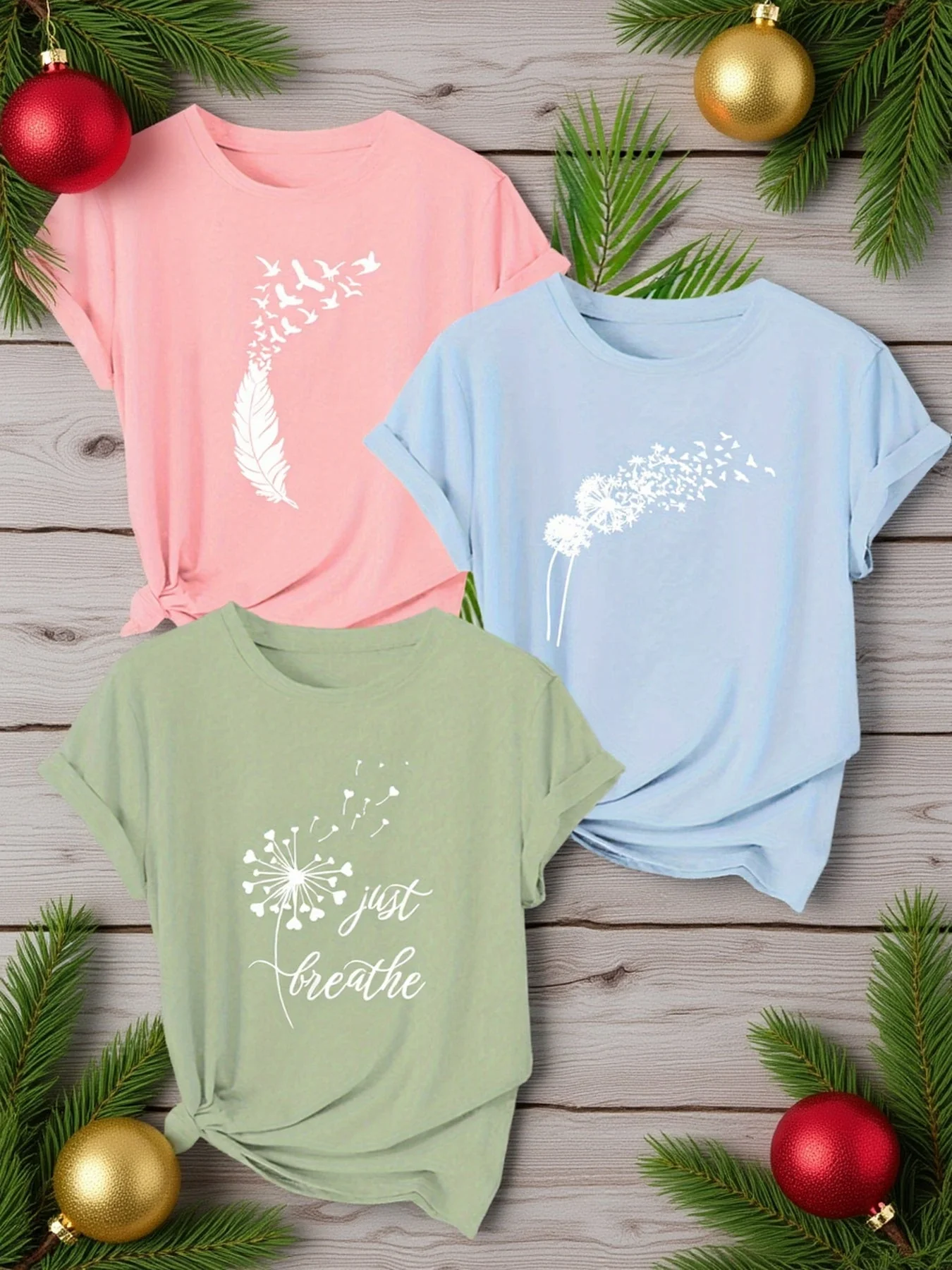 Damen Grafik T-Shirt mit Naturmotiven und inspirierendem Spruch – Kurzarm, lässig, modern