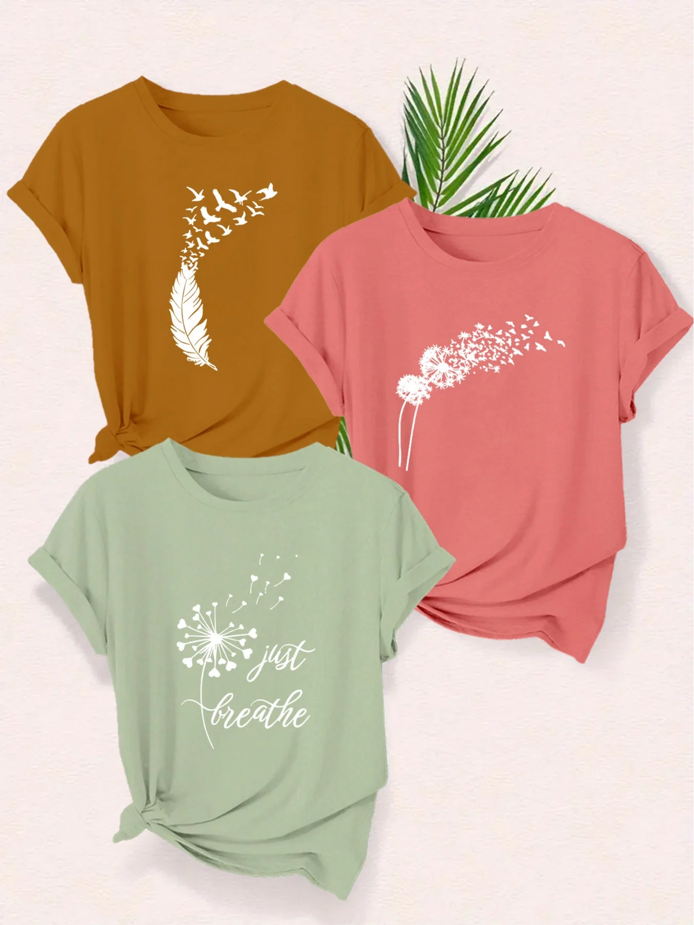 Damen Grafik T-Shirt mit Naturmotiven und inspirierendem Spruch – Kurzarm, lässig, modern - Image 2