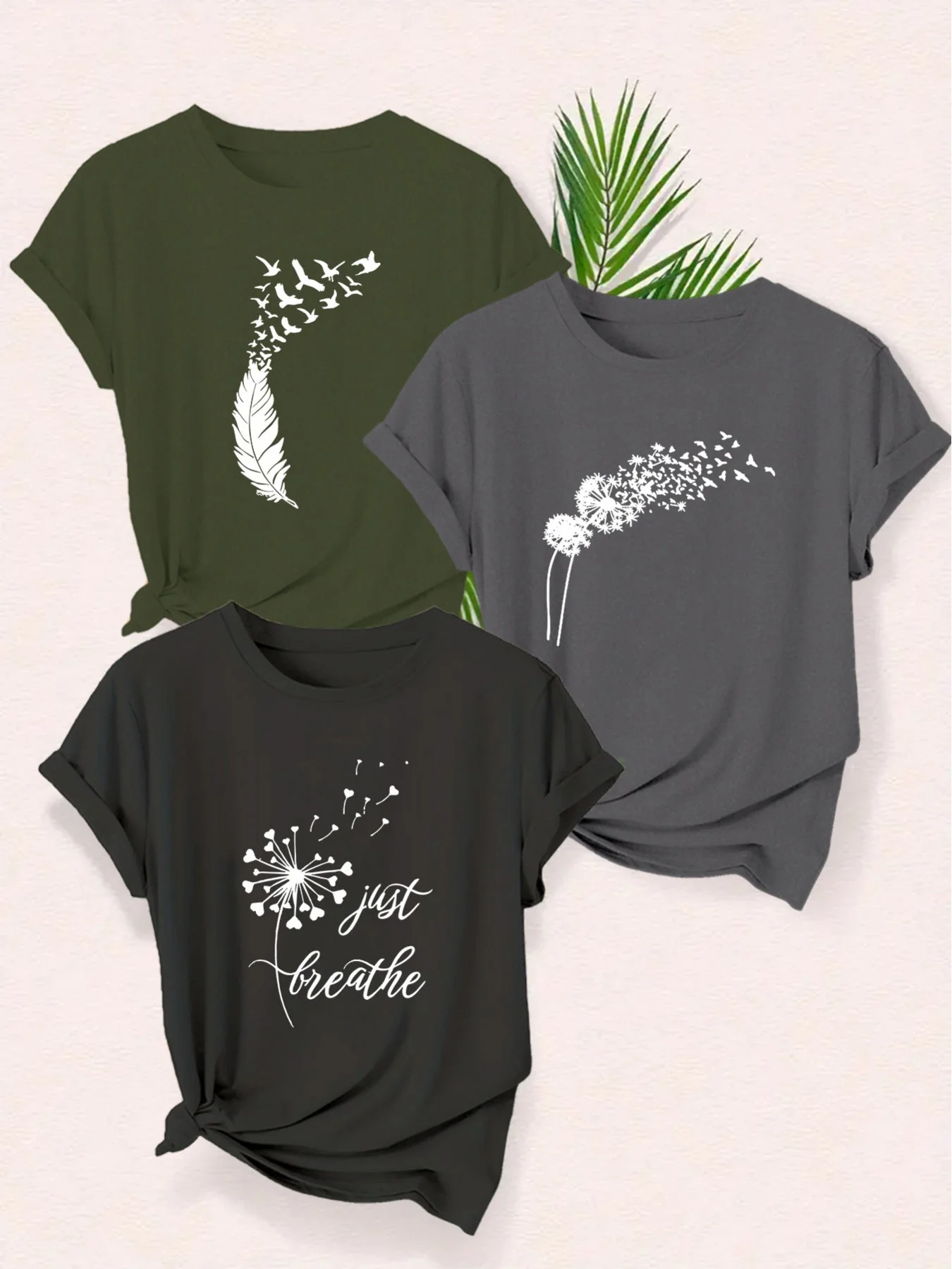 Damen Grafik T-Shirt mit Naturmotiven und inspirierendem Spruch – Kurzarm, lässig, modern - Image 3