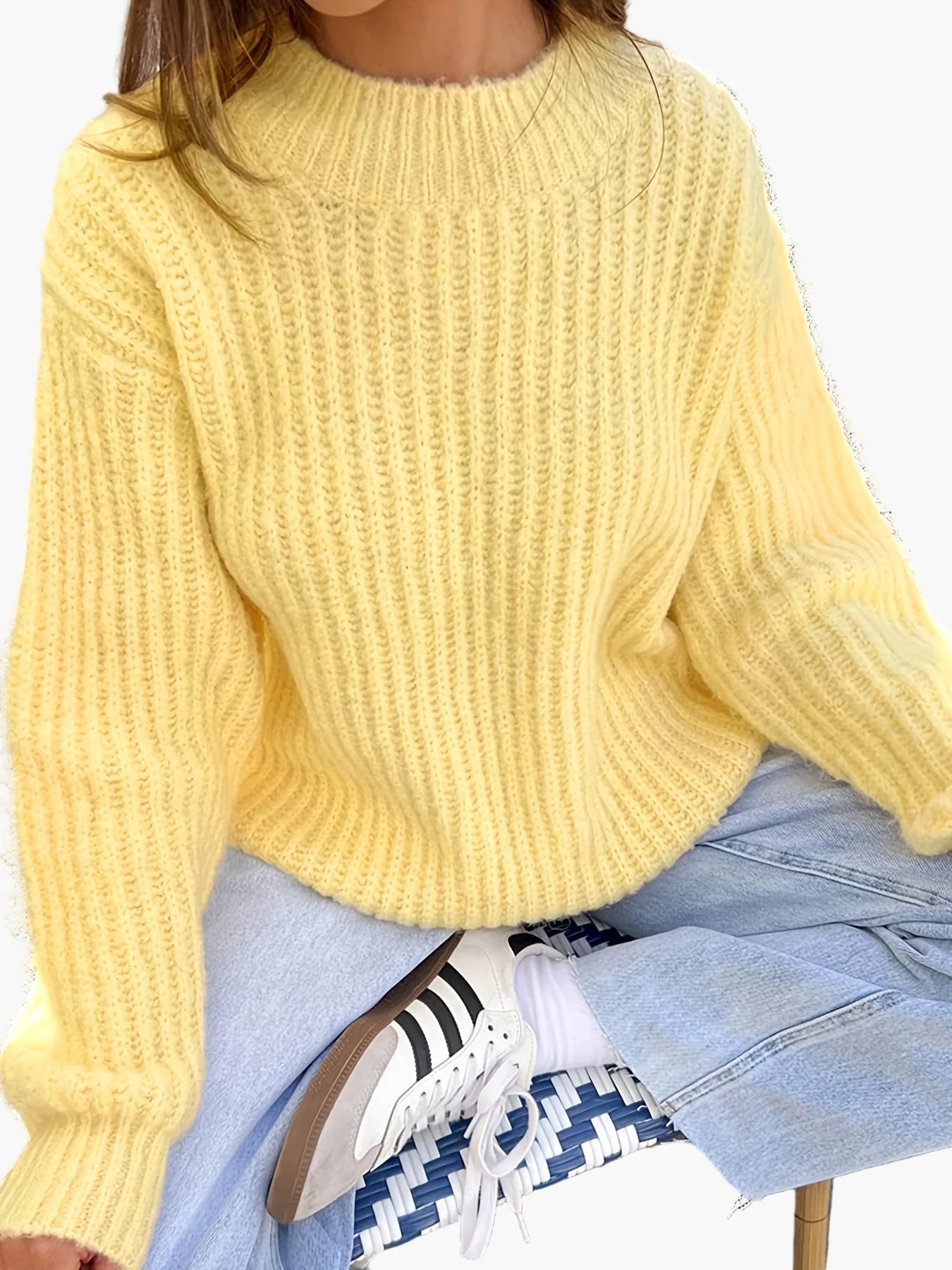 Damen Grobstrick Pullover Lockerer Casual Style für Herbst und Winter - Image 3