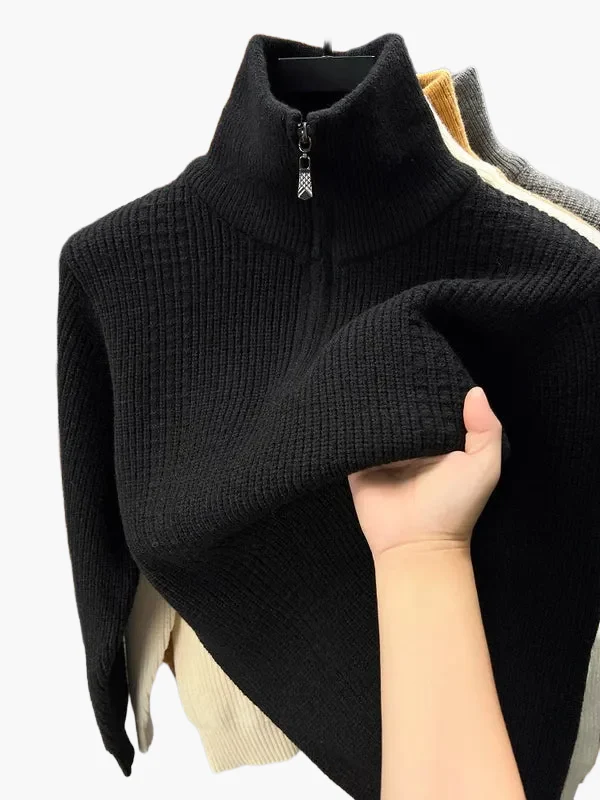 Damen Halbreißverschluss Strickpullover – Modischer Herbst Winter Freizeitpullover - Image 2