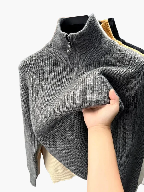 Damen Halbreißverschluss Strickpullover – Modischer Herbst Winter Freizeitpullover - Image 3