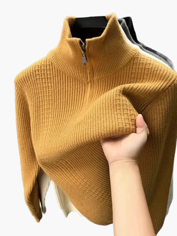 Damen Halbreißverschluss Strickpullover – Modischer Herbst Winter Freizeitpullover - Image 4