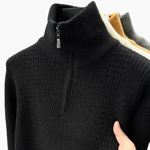 Damen Halbreißverschluss Strickpullover – Modischer Herbst Winter Freizeitpullover - Image 5