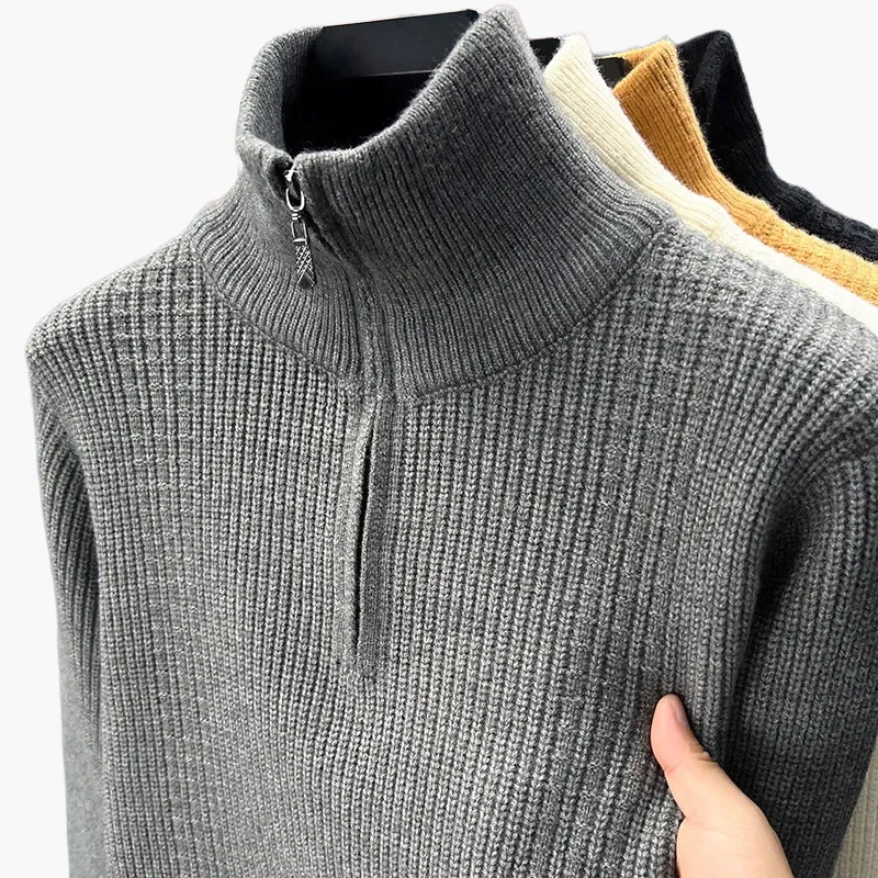 Damen Halbreißverschluss Strickpullover – Modischer Herbst Winter Freizeitpullover - Image 6