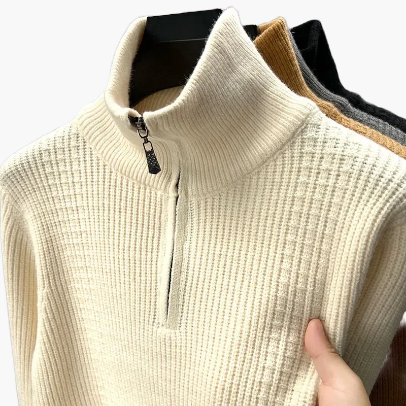 Damen Halbreißverschluss Strickpullover – Modischer Herbst Winter Freizeitpullover - Image 8