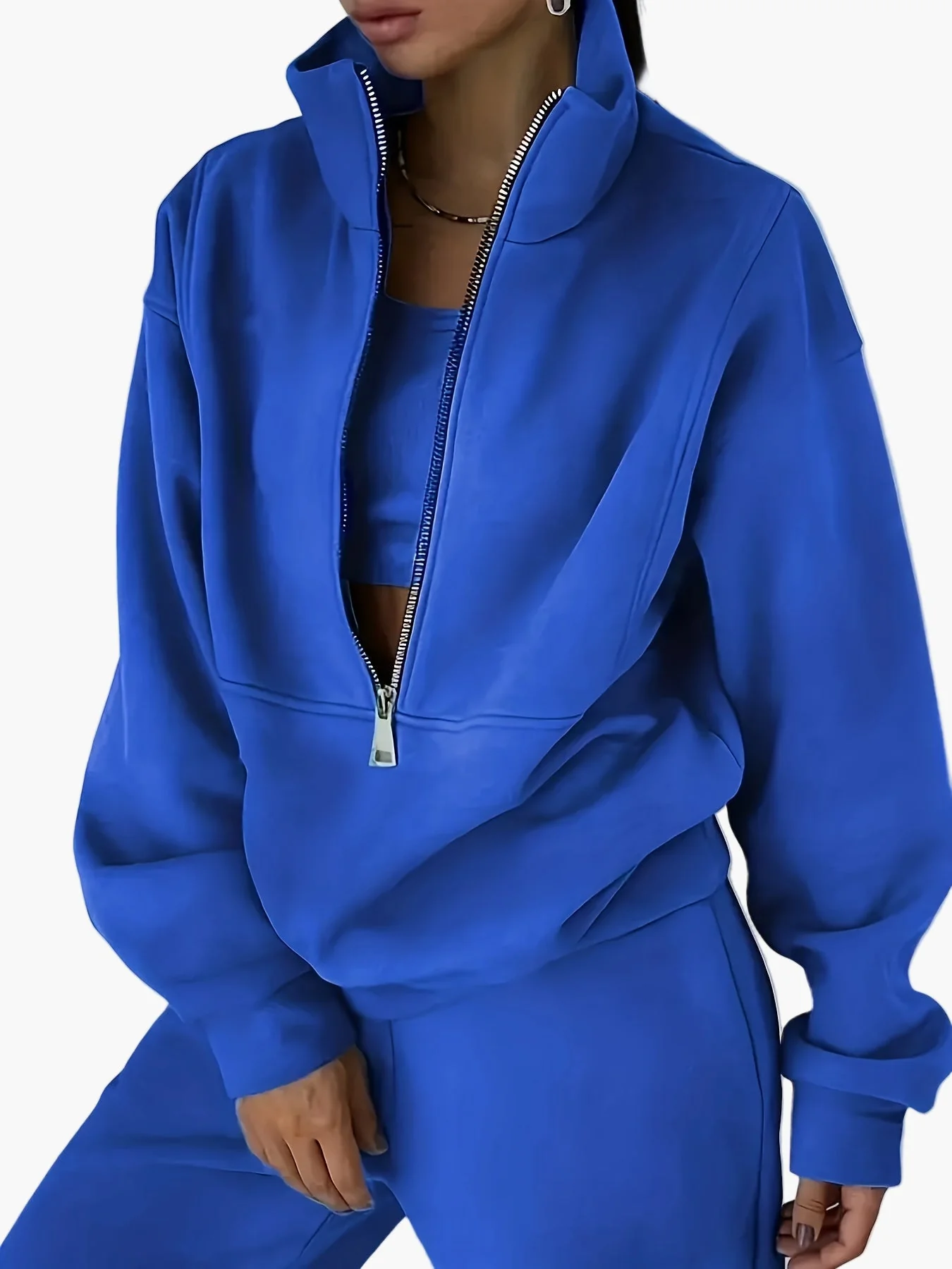 Damen Halbzip Sweatshirt mit Stehkragen – Lässiger Streetwear Pullover für Herbst und Winter - Image 3