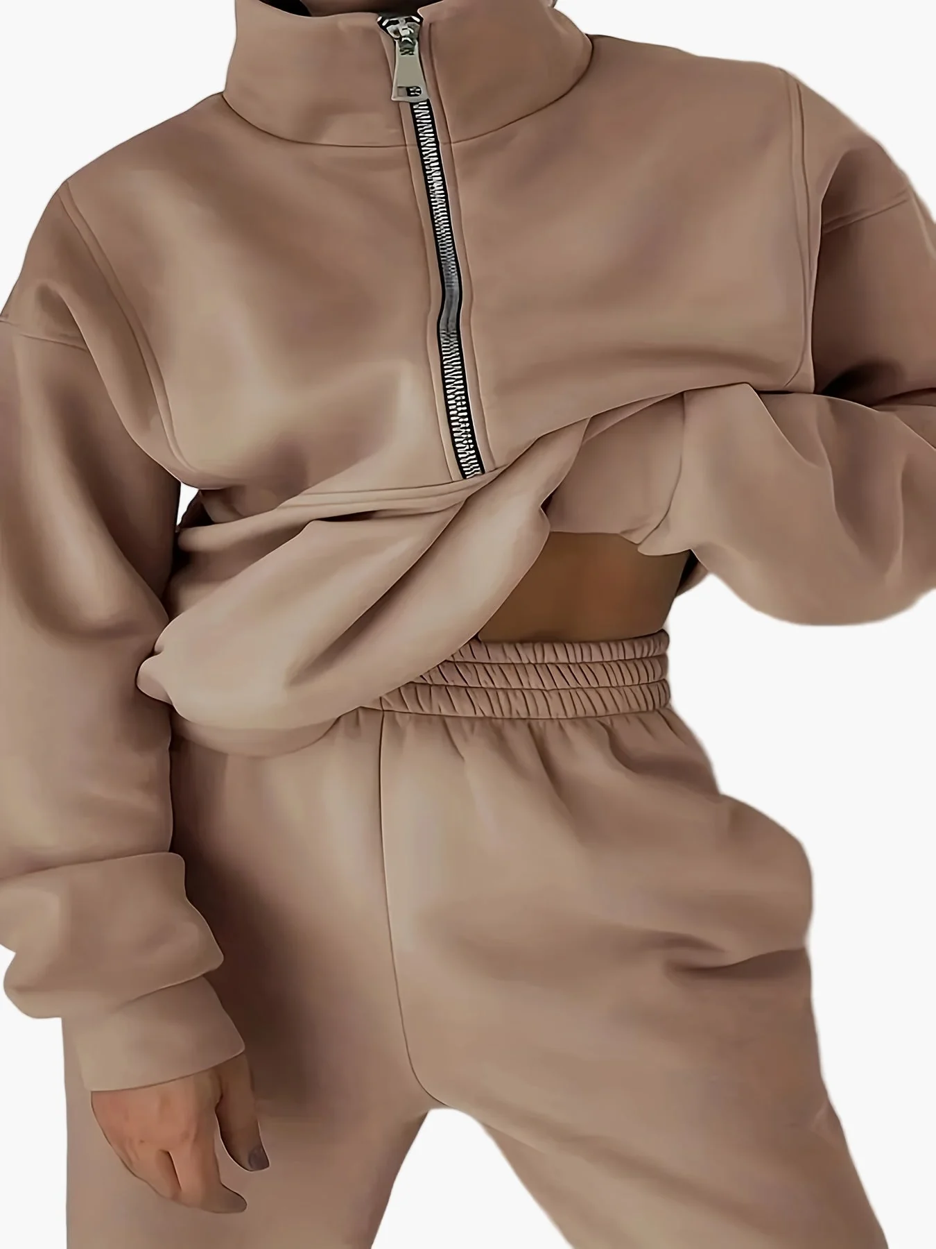Damen Halbzip Sweatshirt mit Stehkragen – Lässiger Streetwear Pullover für Herbst und Winter - Image 8
