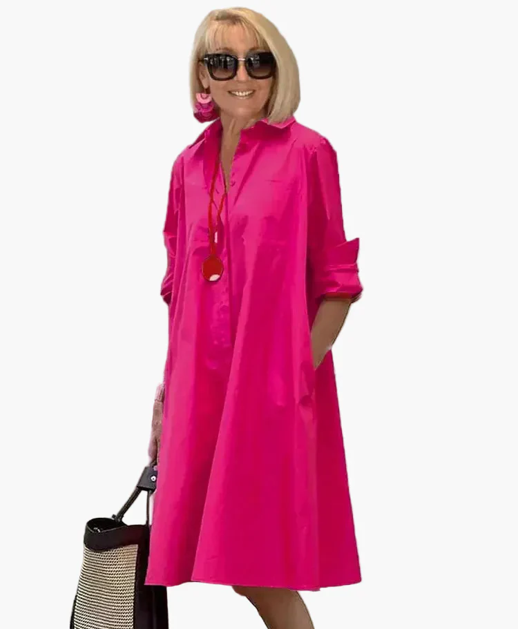 Damen Hemdblusenkleid für Freizeit und Alltag – Moderner, lockerer Schnitt, eleganter Stil